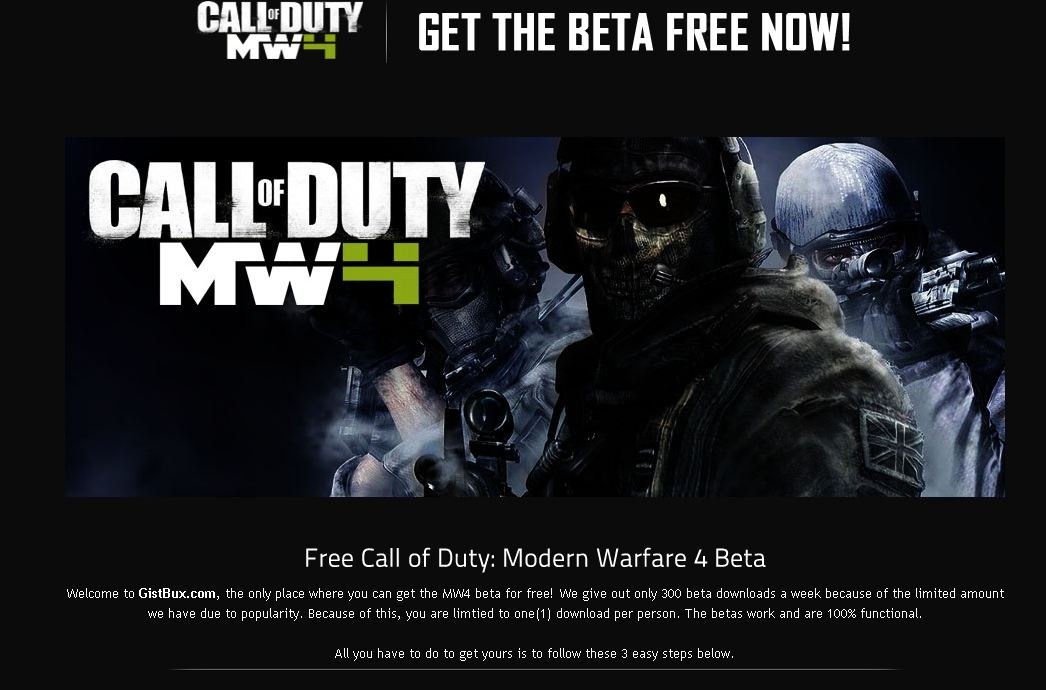 Fake Modern Warfare 4 beta site emerges
